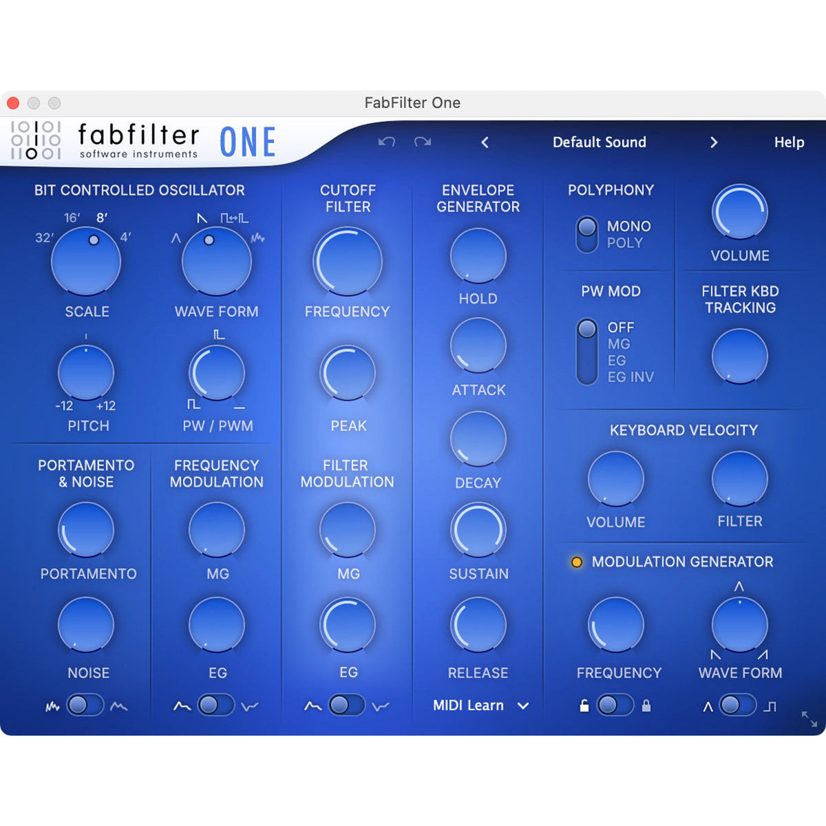 FabFilter One — software interface
