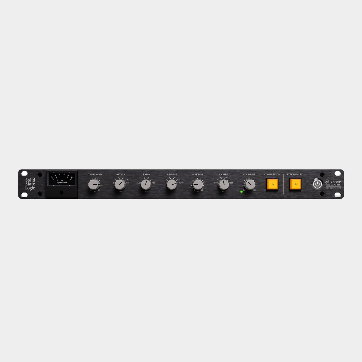 SSL Bus Comp Classic front panel showing compression, sidechain filter and VCA Drive controls