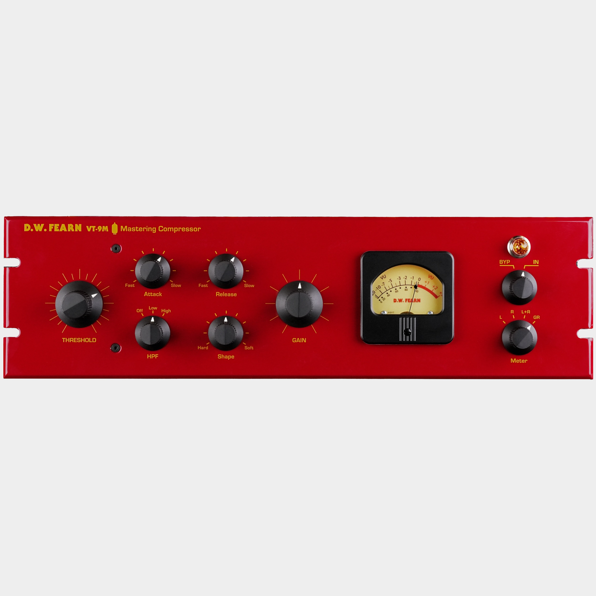 D.W. Fearn VT-9M Stereo Mastering Compressor front panel with stepped controls and VU meter