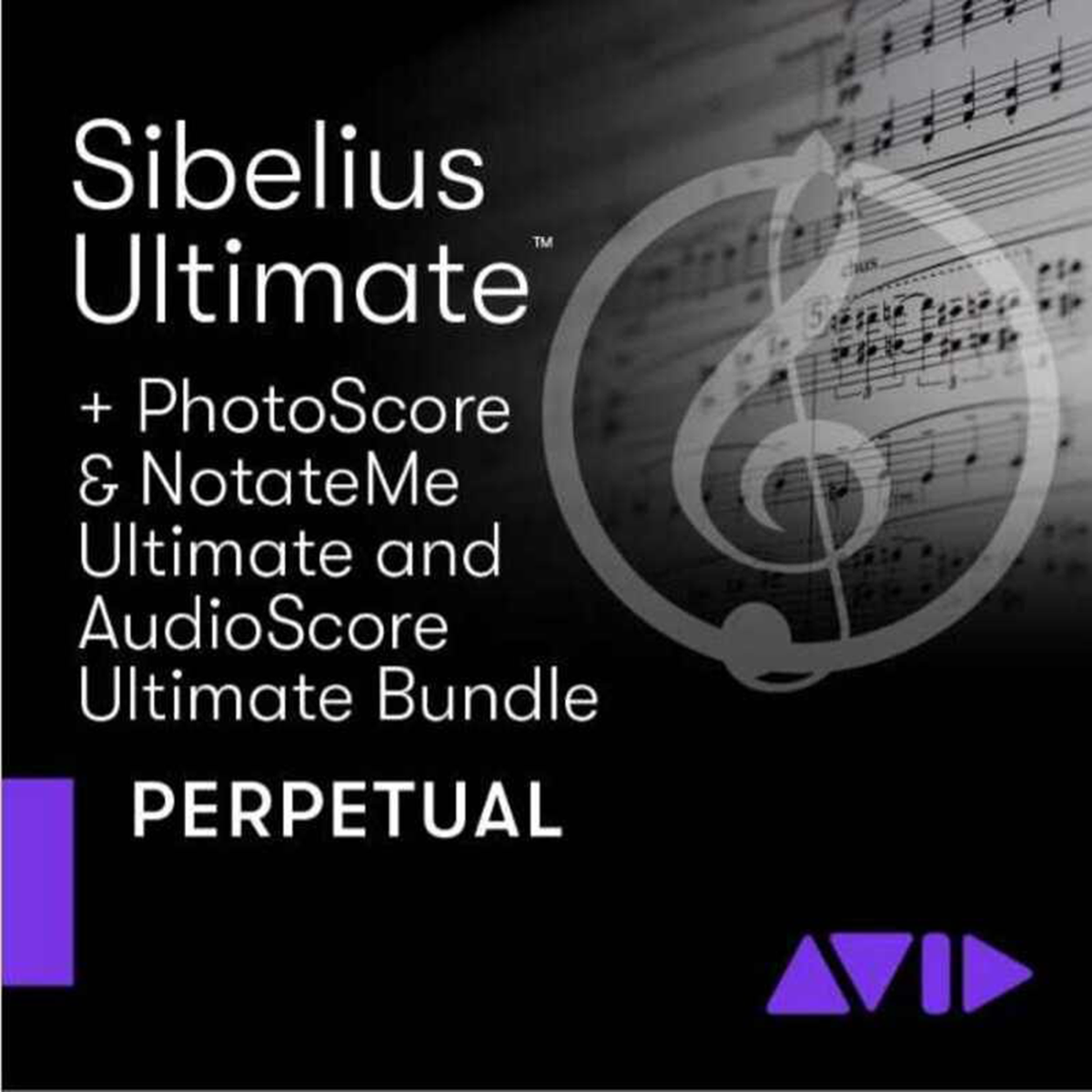 Avid Sibelius Ultimate with PhotoScore, NotateMe and AudioScore Ultimate perpetual bundle product artwork