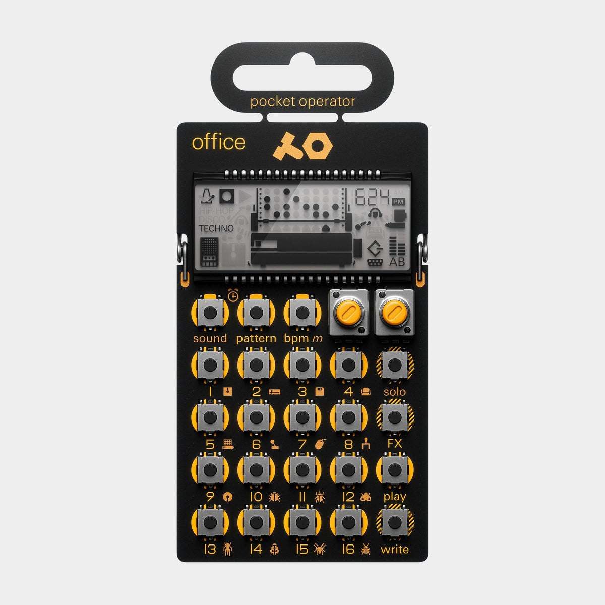 Teenage Engineering PO-24 Office Pocket Operator, product view on a light-grey background