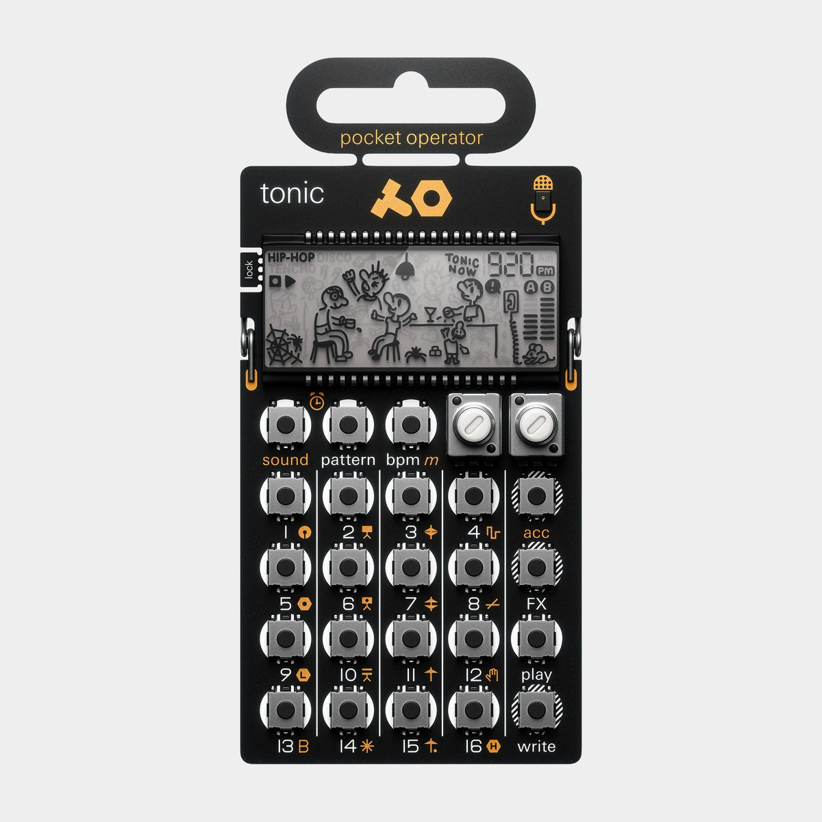 Teenage Engineering PO-32 Tonic Pocket Operator, product view on a light-grey background