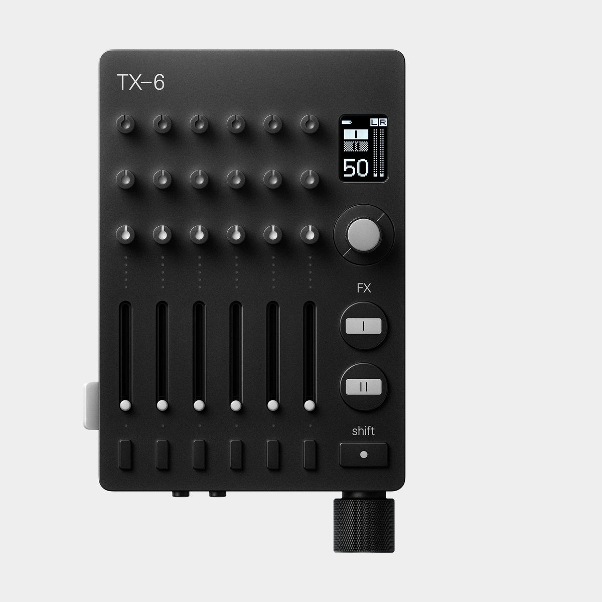 Teenage Engineering TX-6 Field Mixer (Black), product view on a light-grey background
