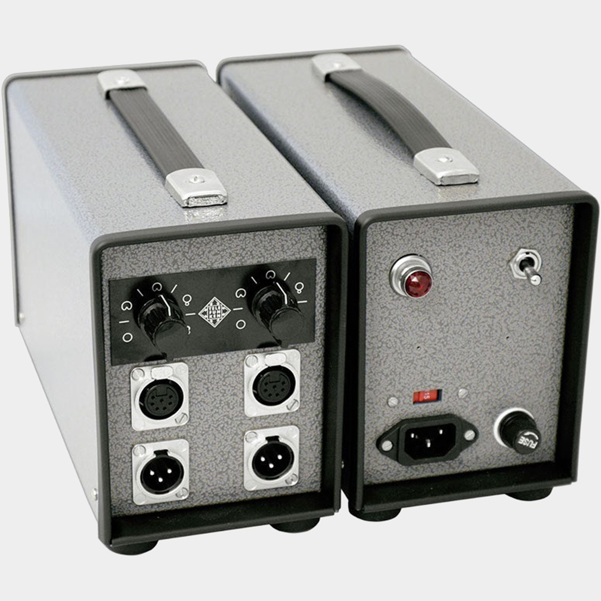 Telefunken M910S Dual Power Supply, part PSU-013 — front and rear views of one power supply