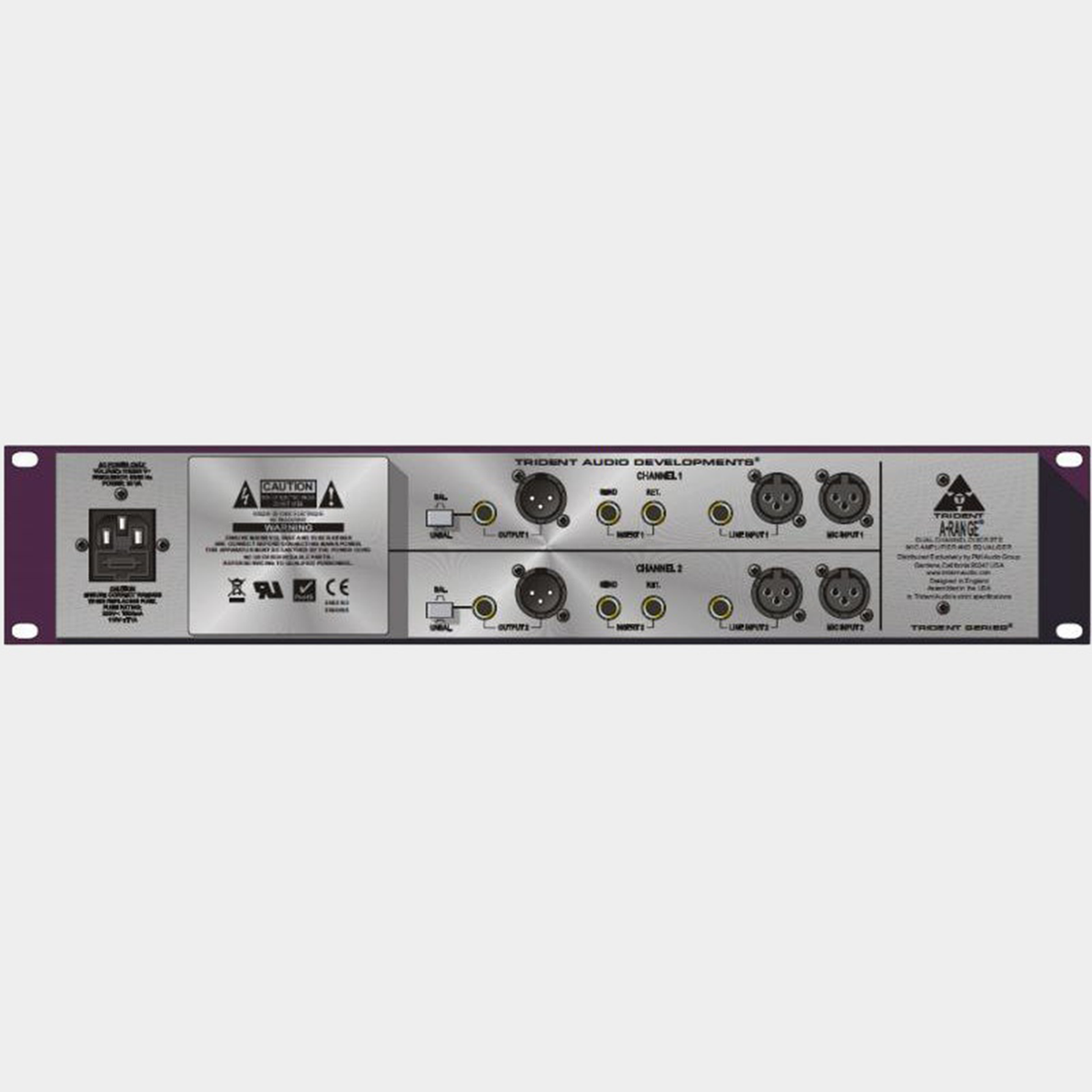 Trident A-Range Dual Channel Strip, rear panel connections