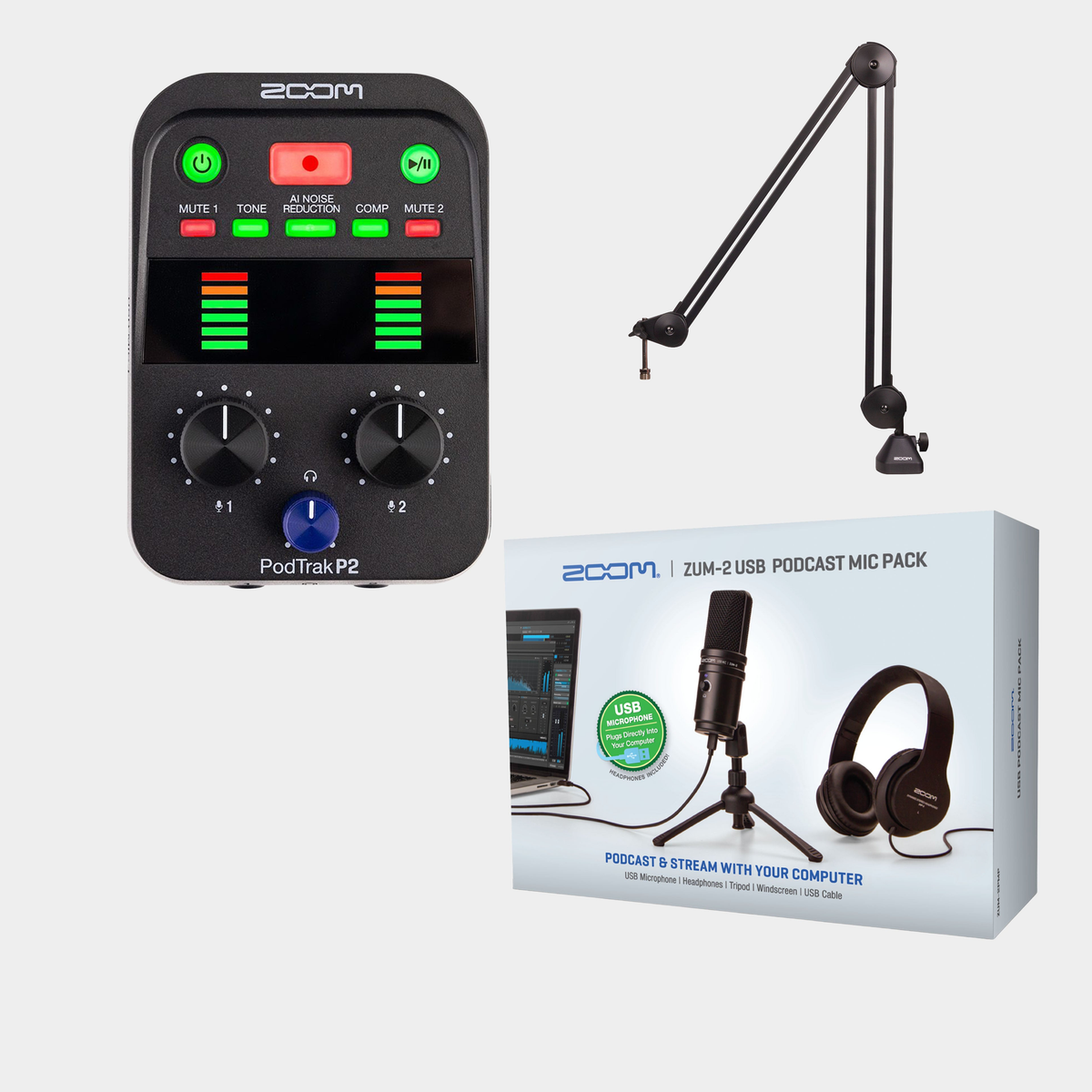 Zoom PodTrak P2 / ZUM-2 PMP / ZMA-1 BUNDLE