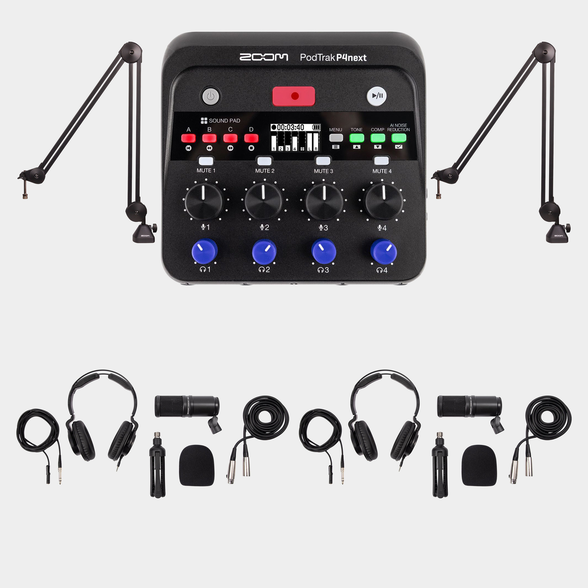Zoom PodTrak P4next / 2 x ZDM-1 PMP / 2 x ZMA-1 BUNDLE