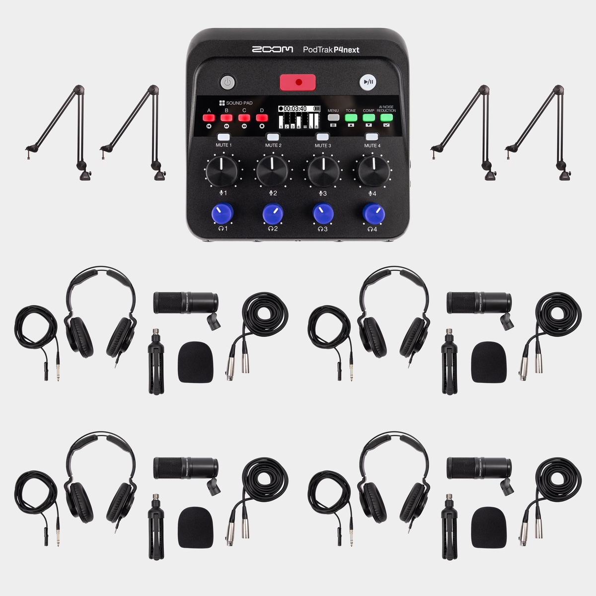 Zoom PodTrak P4next / 4 x ZDM-1 PMP / 4 x ZMA-1 BUNDLE