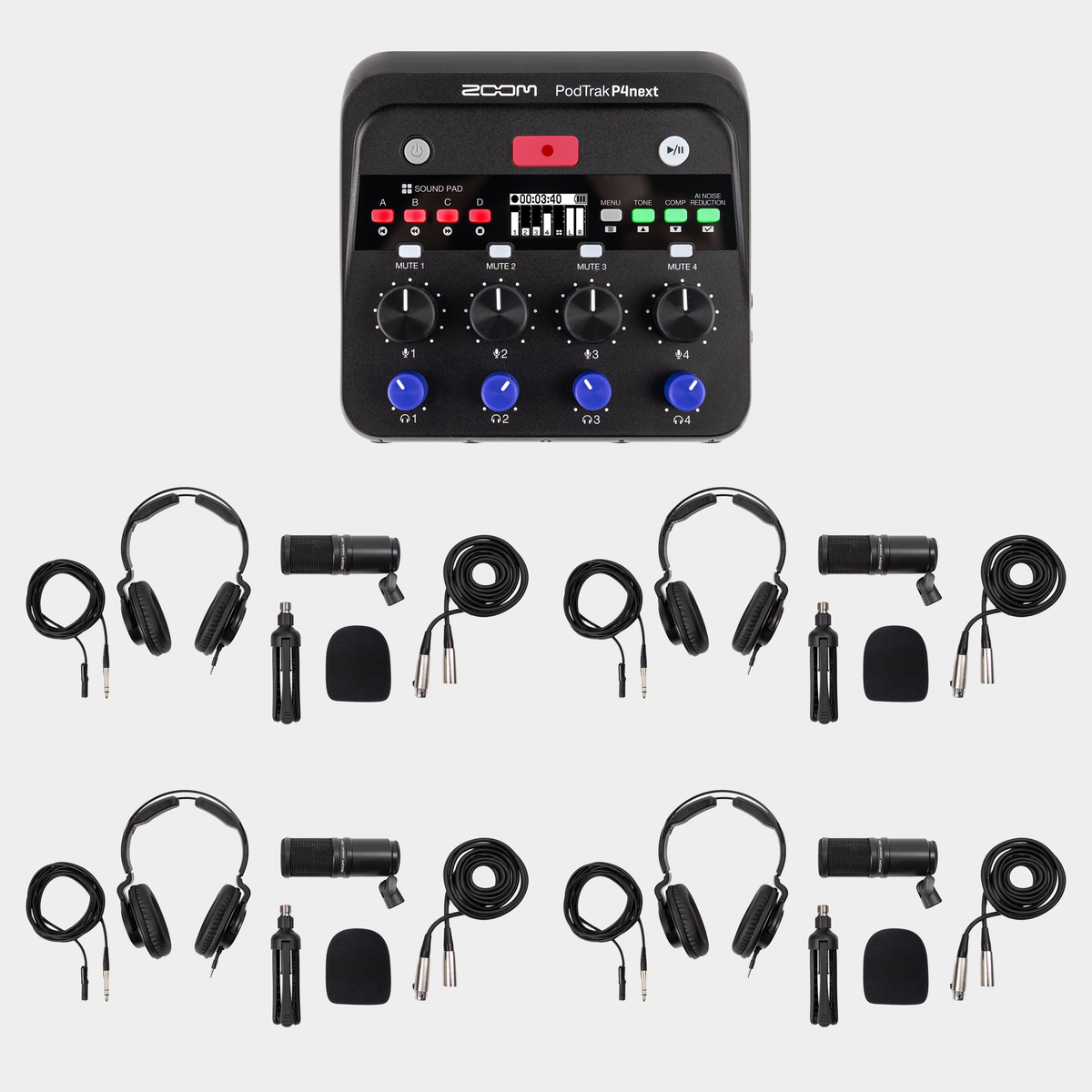Zoom PodTrak P4next / 4 x ZDM-1 PMP BUNDLE