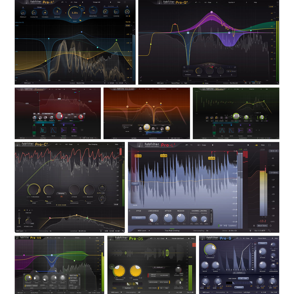 FabFilter FX Bundle — included plug-in interfaces