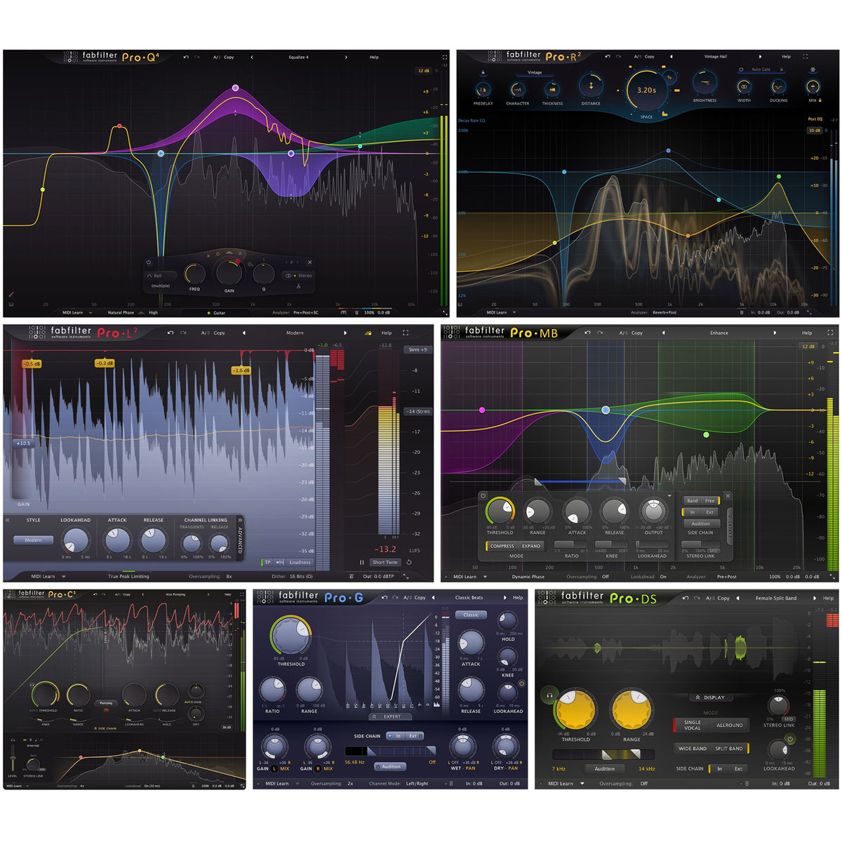 FabFilter Pro Bundle — included plug-in interfaces