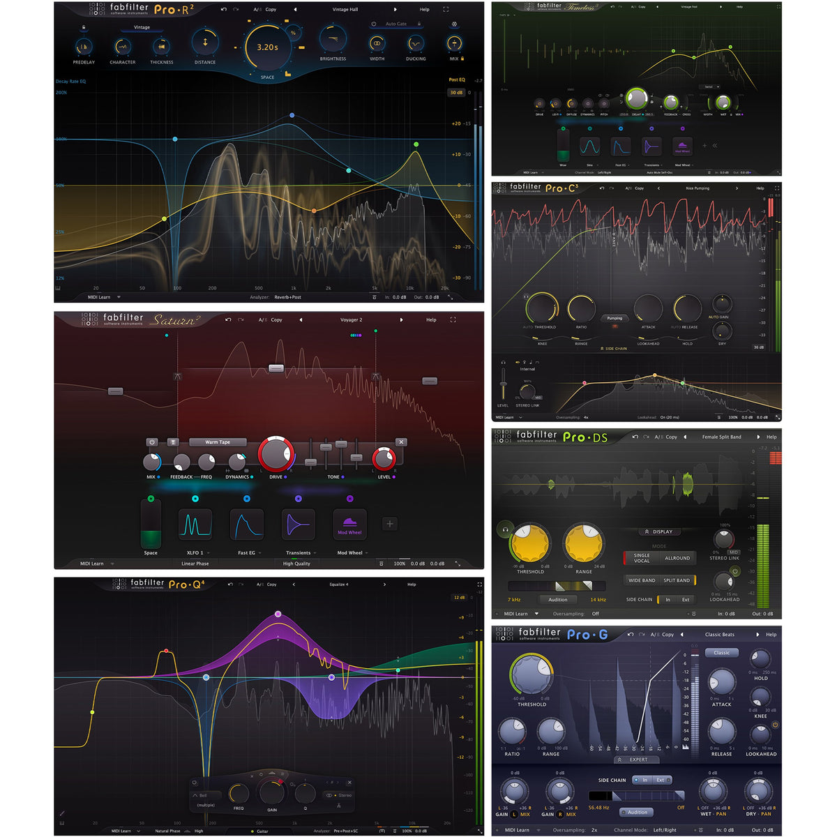FabFilter Mixing Bundle — included plug-in interfaces