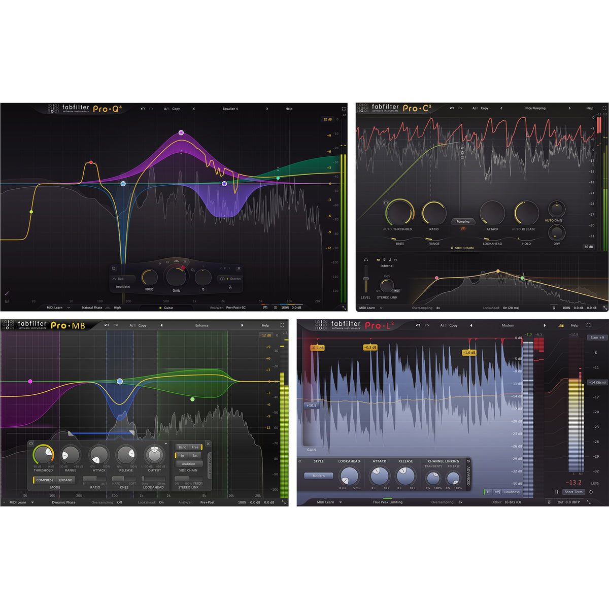 FabFilter Mastering Bundle — included plug-in interfaces