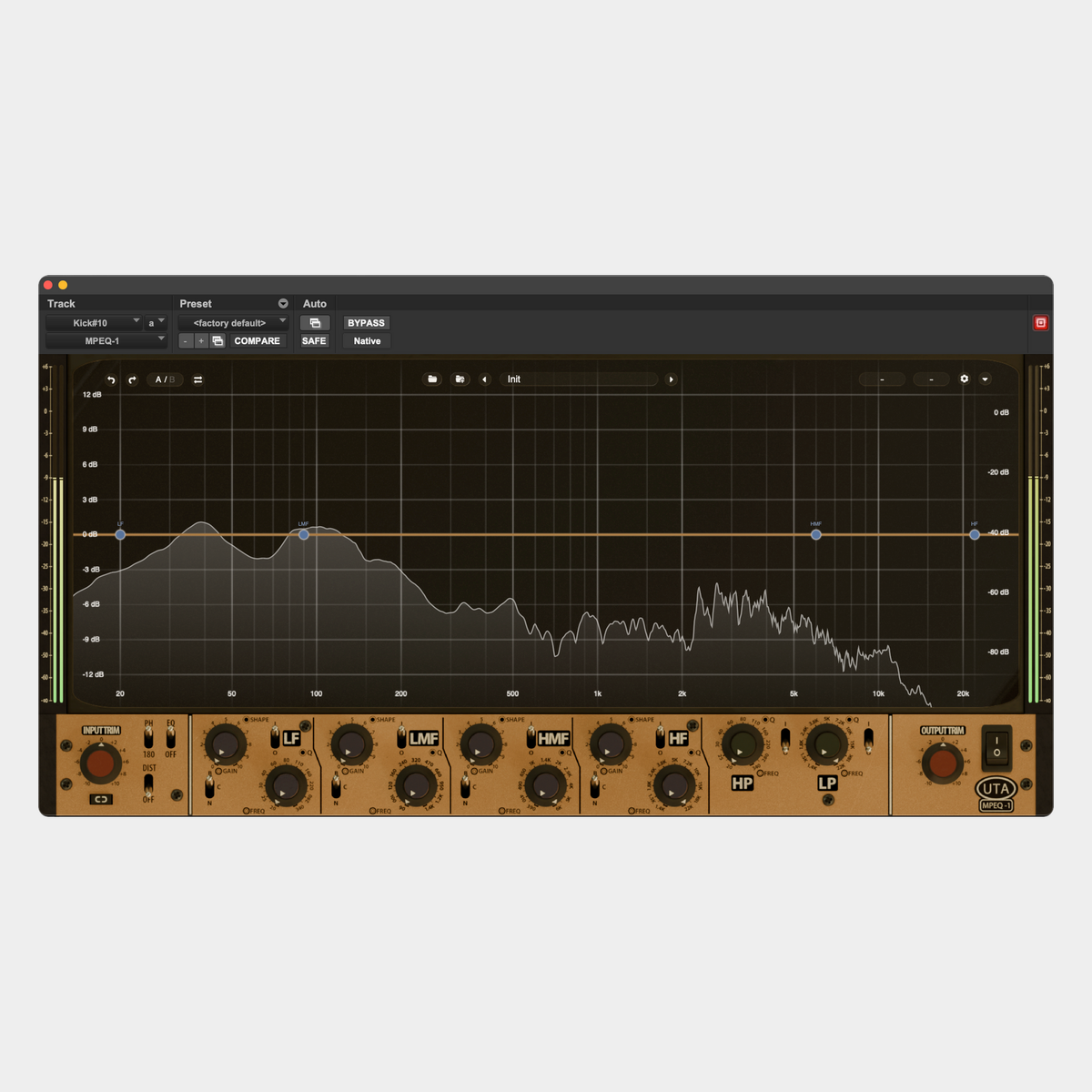 Undertone Audio MPEQ-1 plug-in with spectrum analyser and four-band EQ controls
