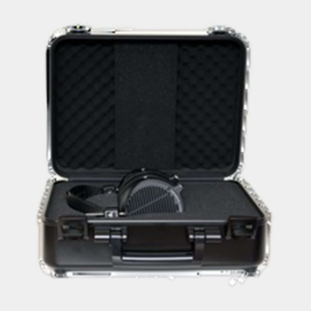 Audeze Aluminium Travel Case for LCD-5 and MM-500; headphones shown for fit illustration and not included with the case
