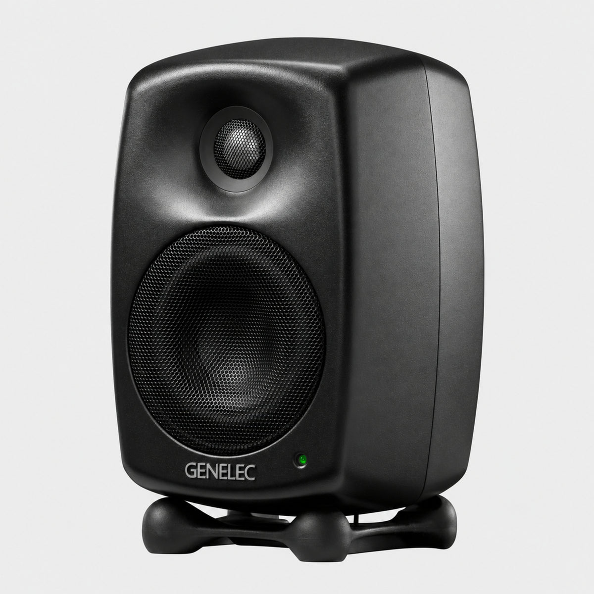 Genelec 8020D studio monitor in black – angled view