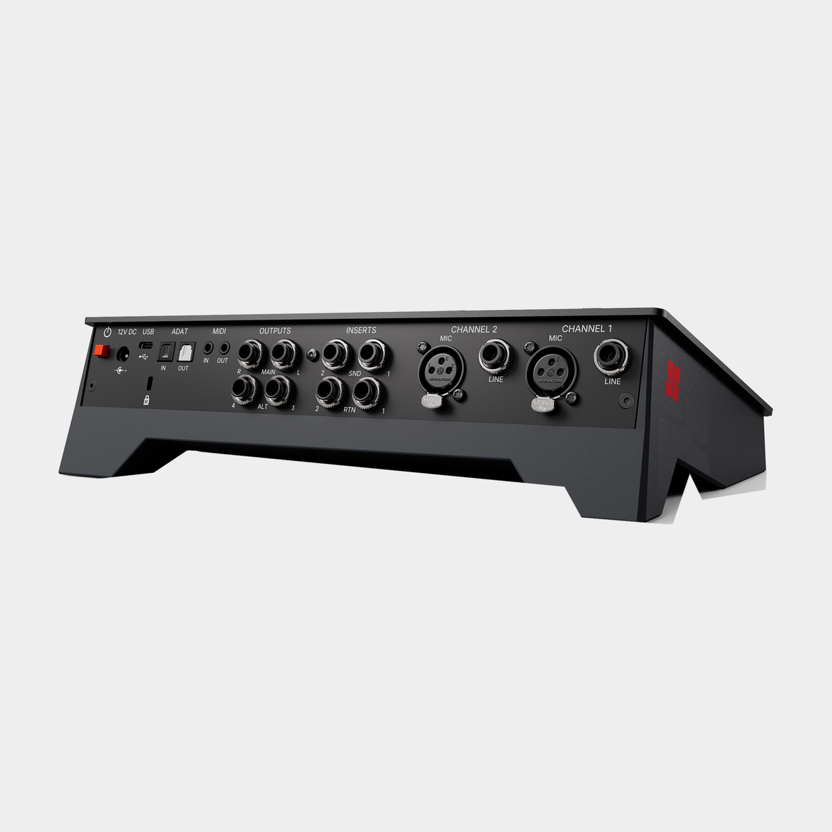 Harrison Audio Flex-10 audio interface, rear inputs, outputs and digital connections