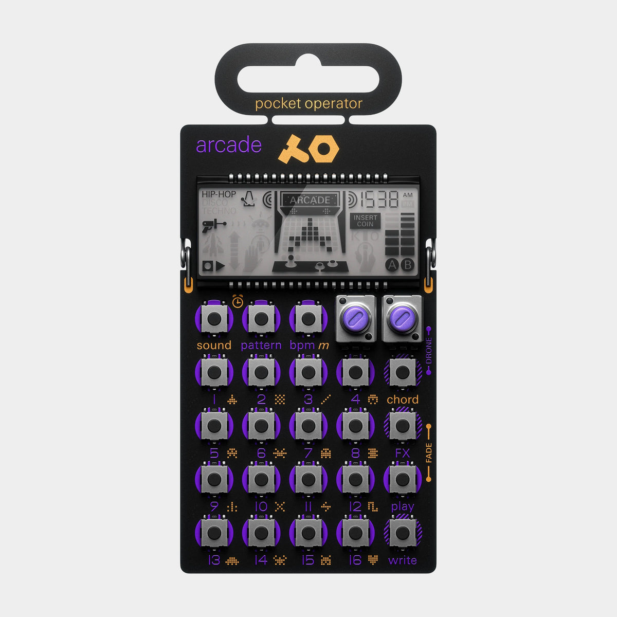 Teenage Engineering PO-20 Arcade Pocket Operator, product view on a light-grey background