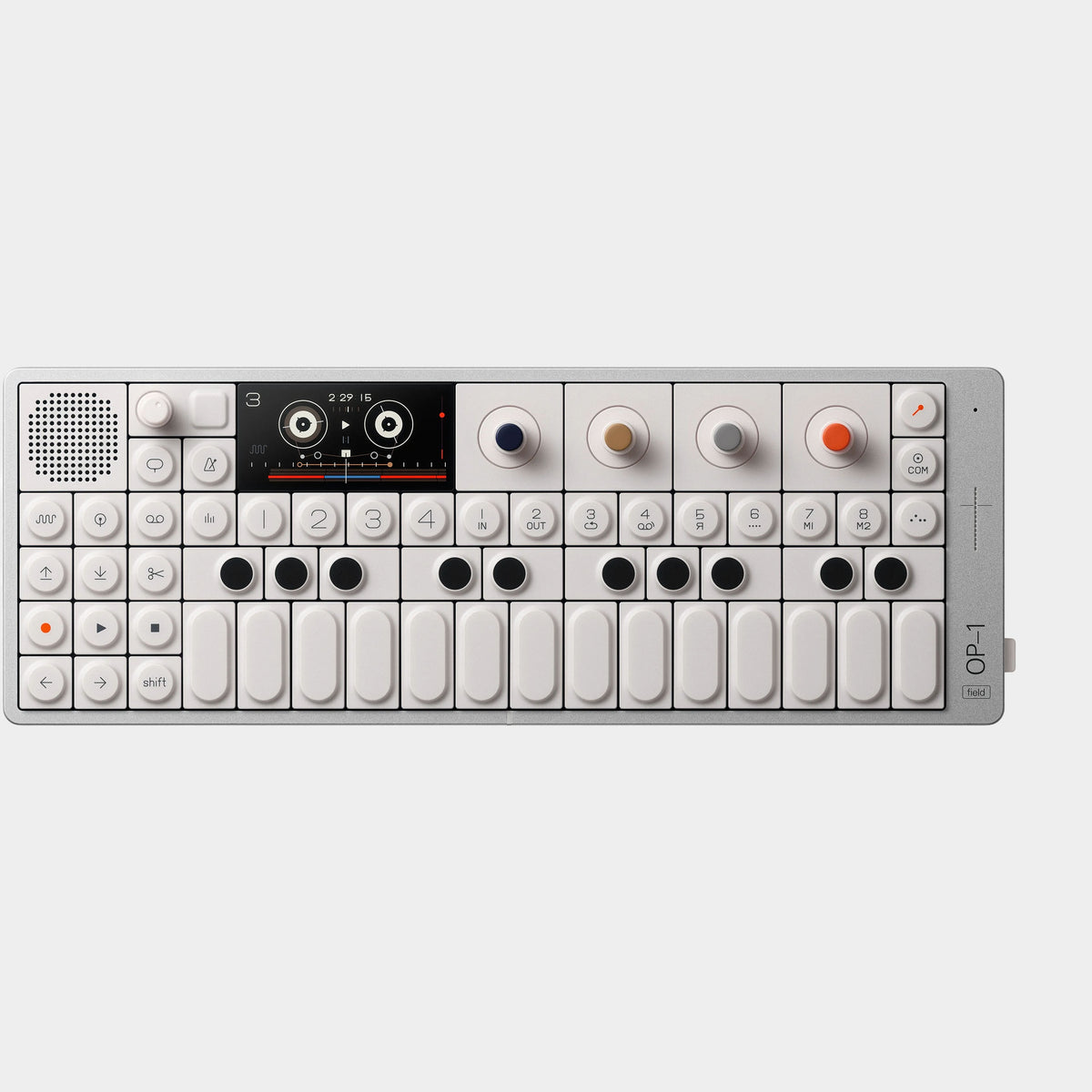 Teenage Engineering OP-1 Field Synthesiser & Sampler, product view on a light-grey background