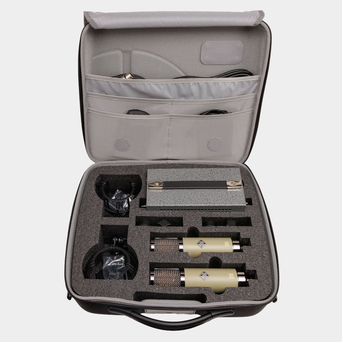 TF51 anniversary matched pair and accessories inside the ZC03S stereo case with cable pocket open