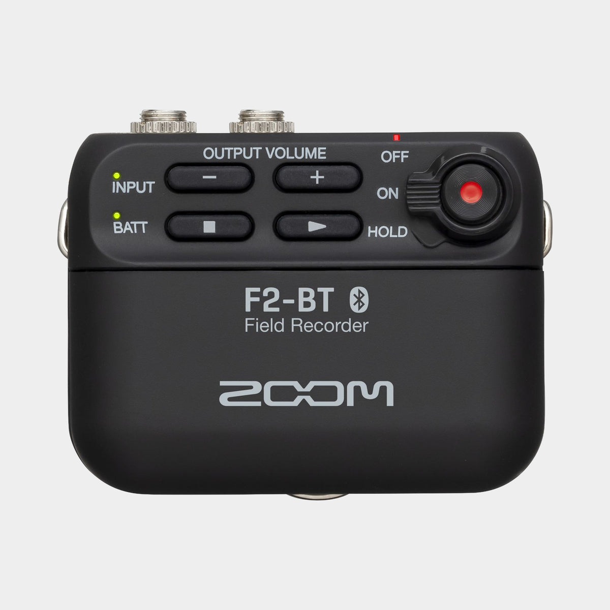 Zoom F2-BT field recorder, front view