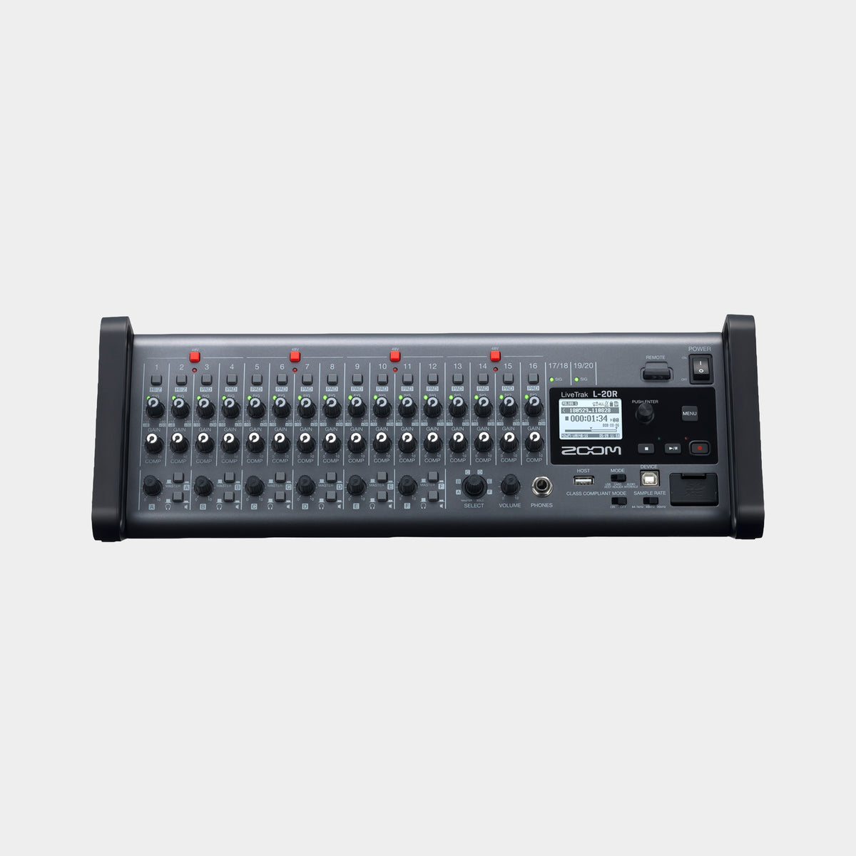 Zoom LiveTrak L-20R (UK) Digital Mixer and Recorder, product view